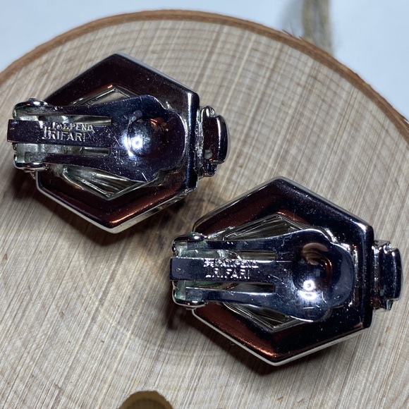 Rare! Crown Trifari PAT PEND Alfred Philippe 1954 Rhinestone Clip On Earrings - Picture 2 of 6